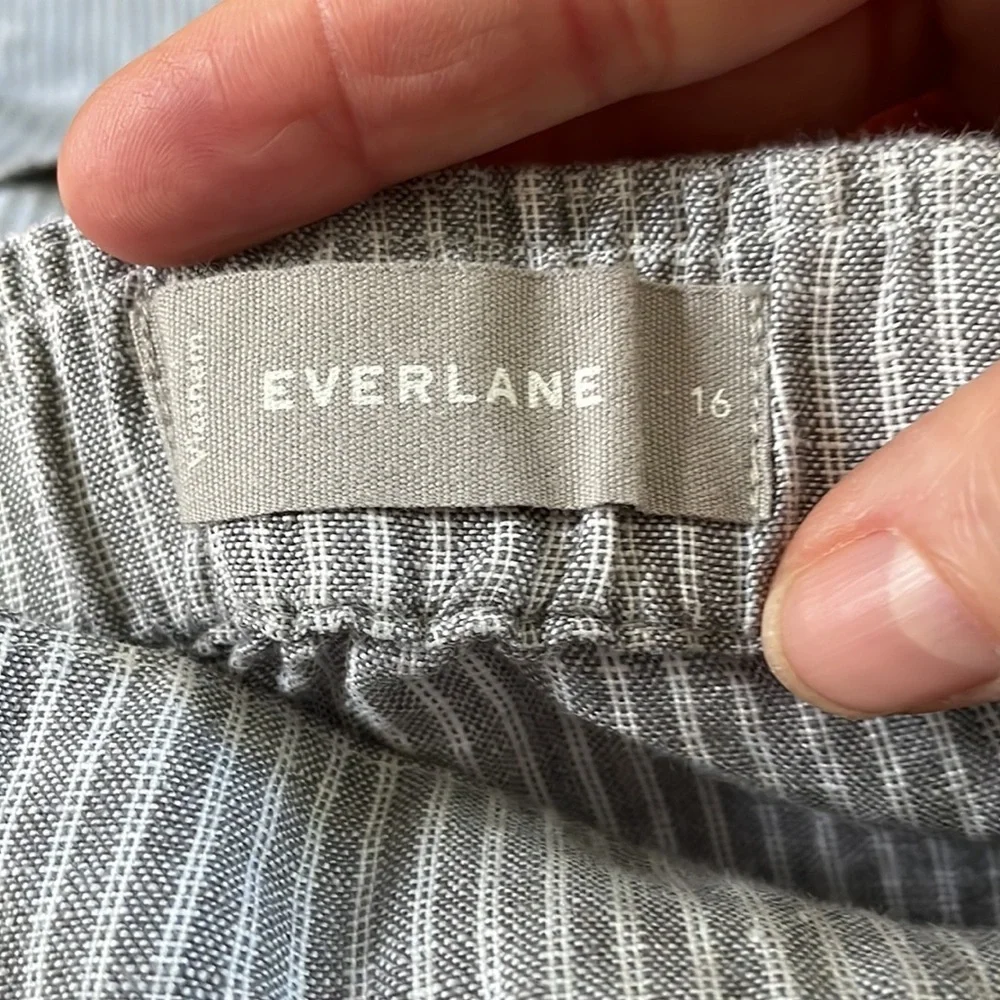 Women's -‎ Everlane Gray Linen Square Neck Jumpsuit, Size 16 missing belt B8